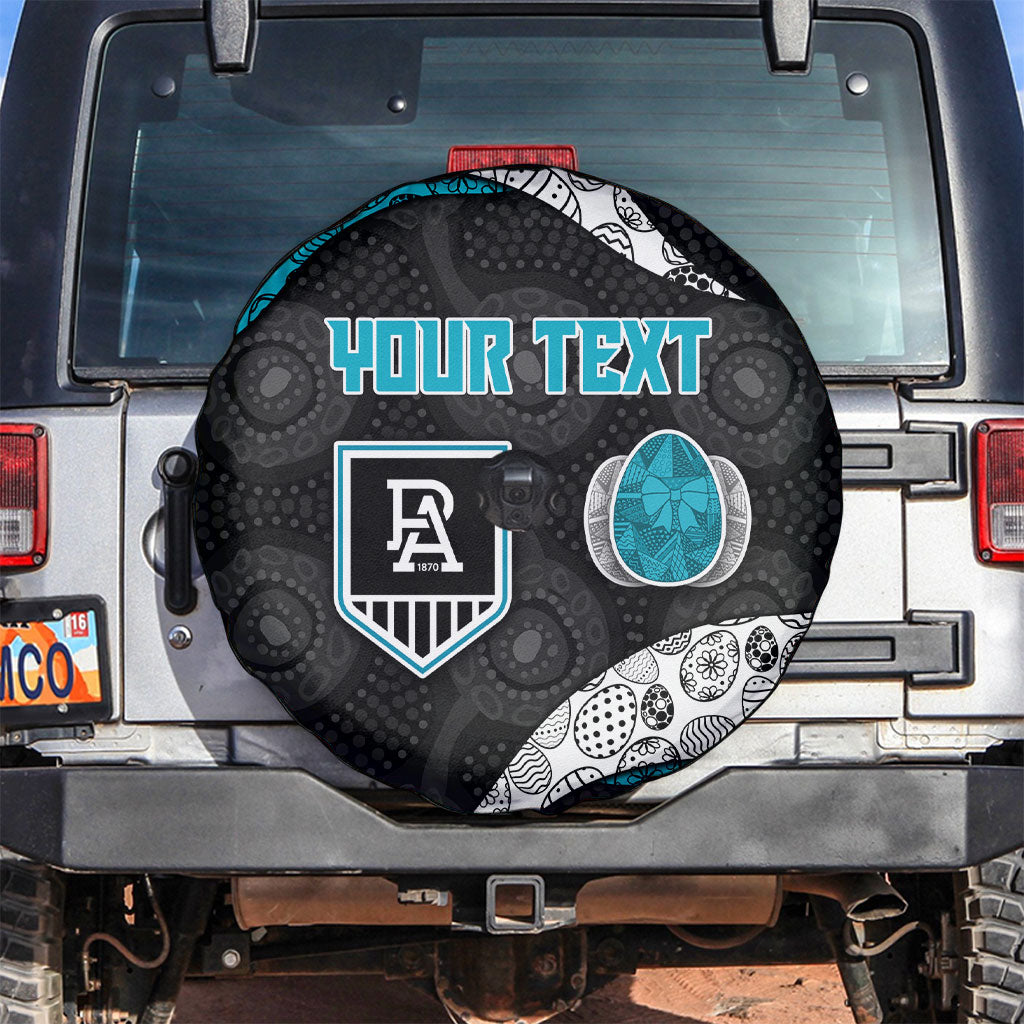 Personalized Power Football Spare Tire Cover Easter Egg Pattern Teal Monochrome Tribal Dot Style