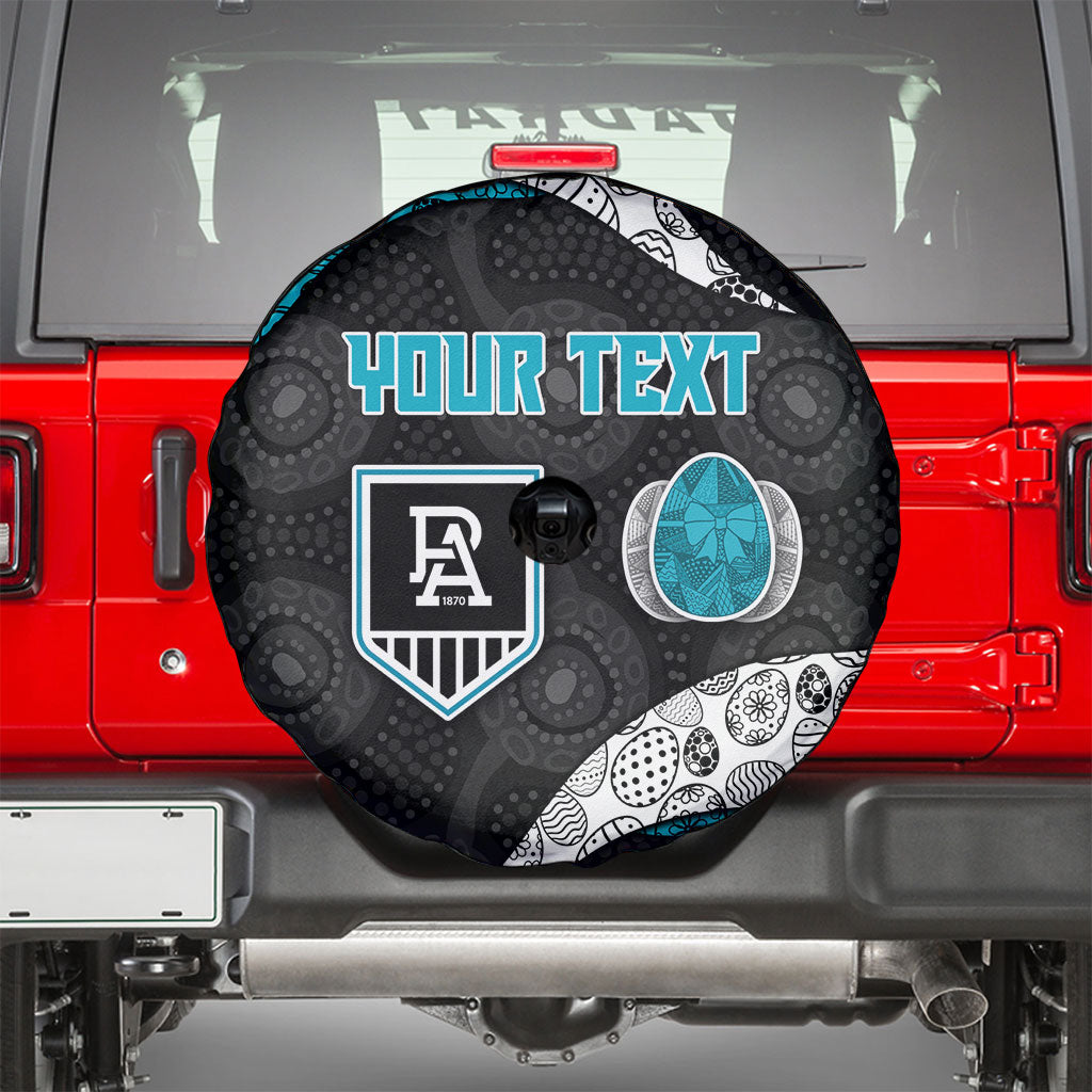Personalized Power Football Spare Tire Cover Easter Egg Pattern Teal Monochrome Tribal Dot Style