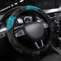 Power Football Steering Wheel Cover Easter Egg Pattern Teal Monochrome Tribal Dot Style