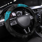 Power Football Steering Wheel Cover Easter Egg Pattern Teal Monochrome Tribal Dot Style
