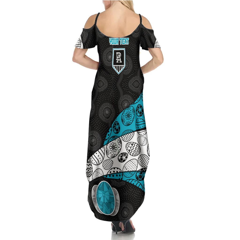 Personalized Power Football Summer Maxi Dress Easter Egg Pattern Teal Monochrome Tribal Dot Style