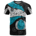 Personalized Power Football T Shirt Easter Egg Pattern Teal Monochrome Tribal Dot Style