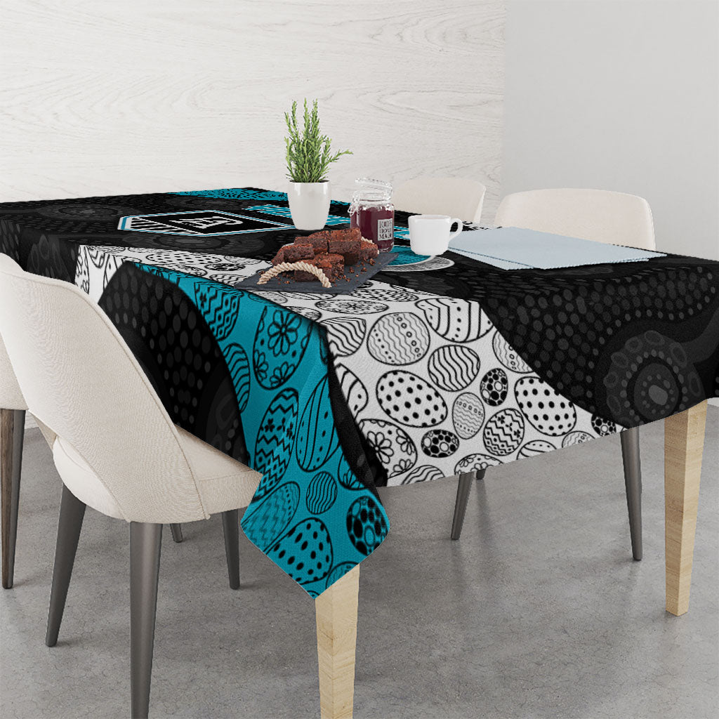 Personalized Power Football Tablecloth Easter Egg Pattern Teal Monochrome Tribal Dot Style