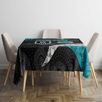 Personalized Power Football Tablecloth Easter Egg Pattern Teal Monochrome Tribal Dot Style