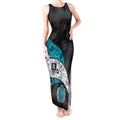 Personalized Power Football Tank Maxi Dress Easter Egg Pattern Teal Monochrome Tribal Dot Style