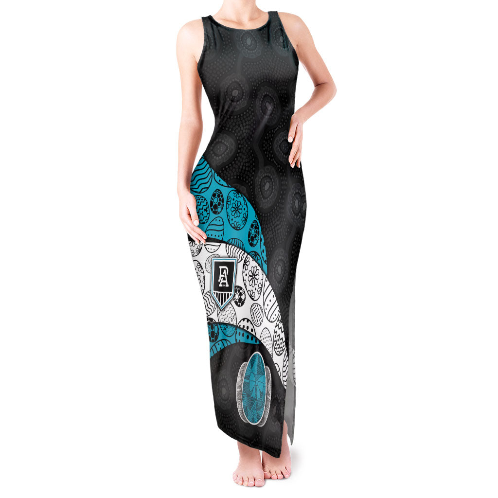 Personalized Power Football Tank Maxi Dress Easter Egg Pattern Teal Monochrome Tribal Dot Style