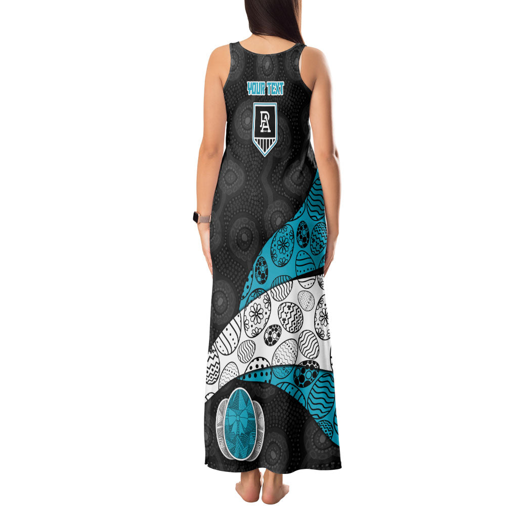 Personalized Power Football Tank Maxi Dress Easter Egg Pattern Teal Monochrome Tribal Dot Style