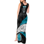 Personalized Power Football Tank Maxi Dress Easter Egg Pattern Teal Monochrome Tribal Dot Style