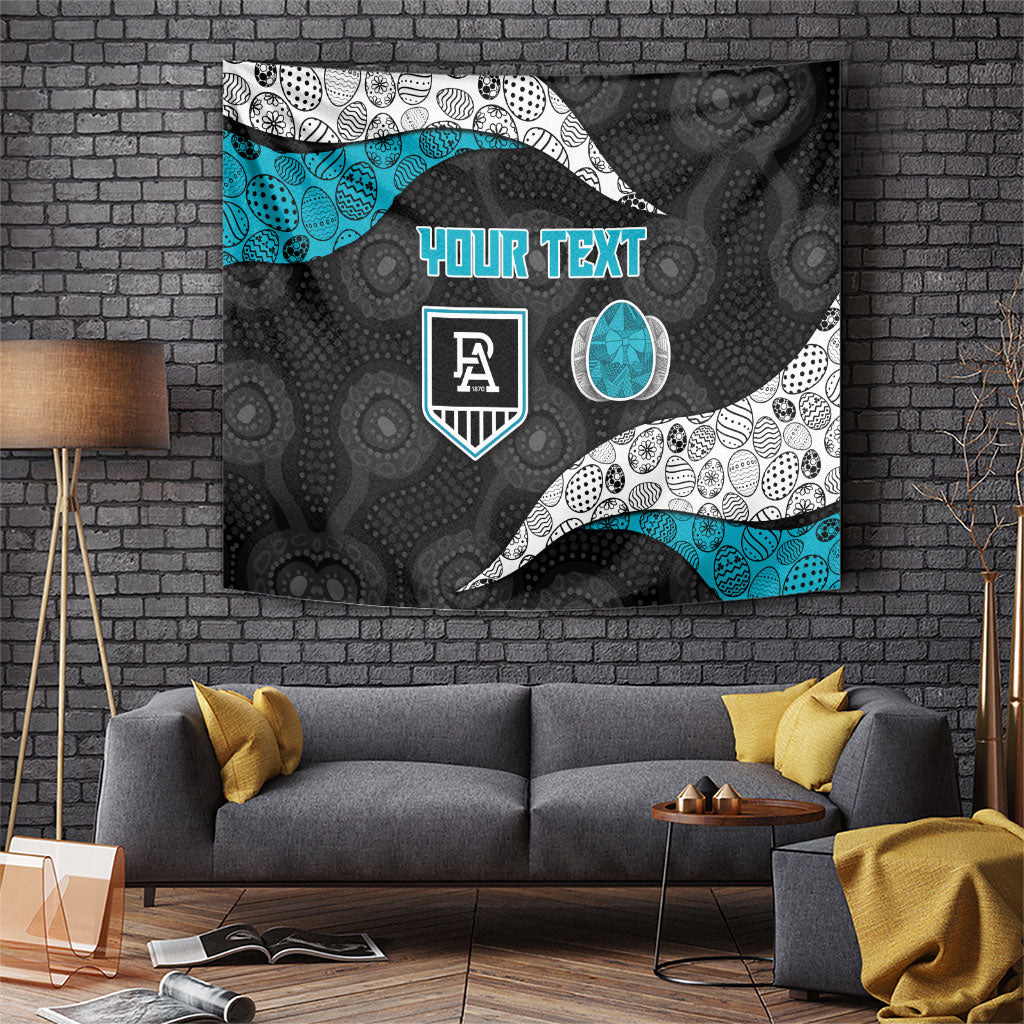 Personalized Power Football Tapestry Easter Egg Pattern Teal Monochrome Tribal Dot Style