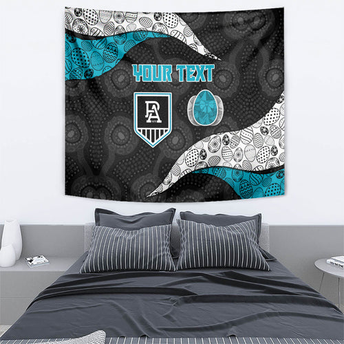 Personalized Power Football Tapestry Easter Egg Pattern Teal Monochrome Tribal Dot Style