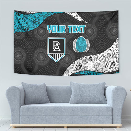 Personalized Power Football Tapestry Easter Egg Pattern Teal Monochrome Tribal Dot Style