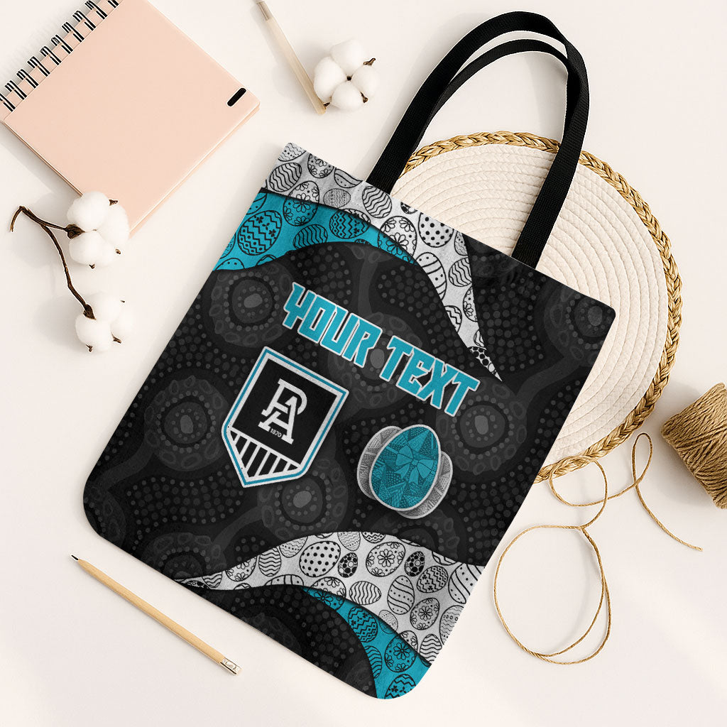 Personalized Power Football Tote Bag Easter Egg Pattern Teal Monochrome Tribal Dot Style
