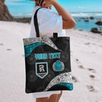 Personalized Power Football Tote Bag Easter Egg Pattern Teal Monochrome Tribal Dot Style