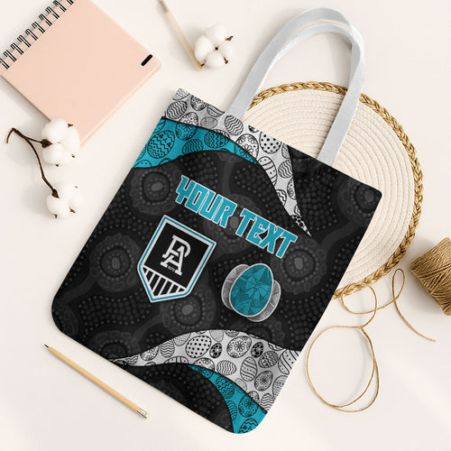 Personalized Power Football Tote Bag Easter Egg Pattern Teal Monochrome Tribal Dot Style