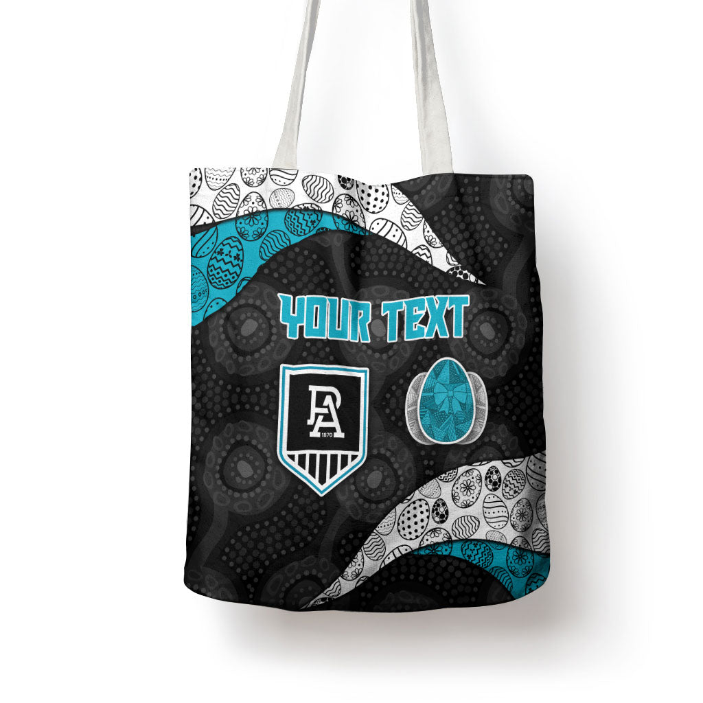 Personalized Power Football Tote Bag Easter Egg Pattern Teal Monochrome Tribal Dot Style