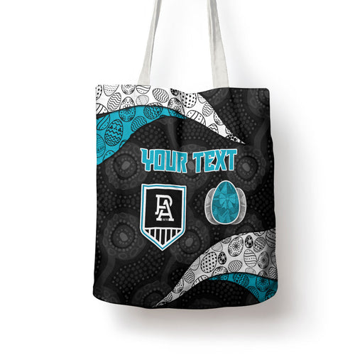 Personalized Power Football Tote Bag Easter Egg Pattern Teal Monochrome Tribal Dot Style