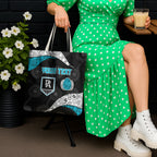 Personalized Power Football Tote Bag Easter Egg Pattern Teal Monochrome Tribal Dot Style