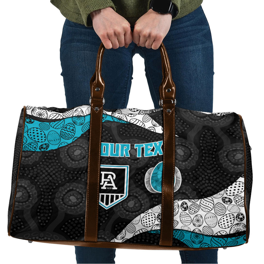 Personalized Power Football Travel Bag Easter Egg Pattern Teal Monochrome Tribal Dot Style