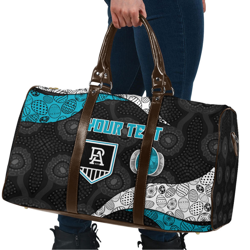 Personalized Power Football Travel Bag Easter Egg Pattern Teal Monochrome Tribal Dot Style