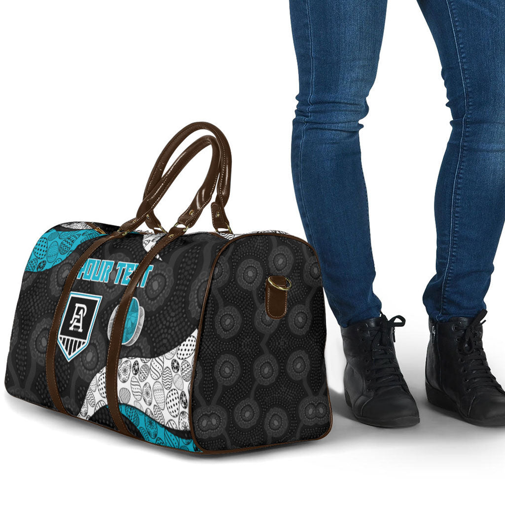 Personalized Power Football Travel Bag Easter Egg Pattern Teal Monochrome Tribal Dot Style