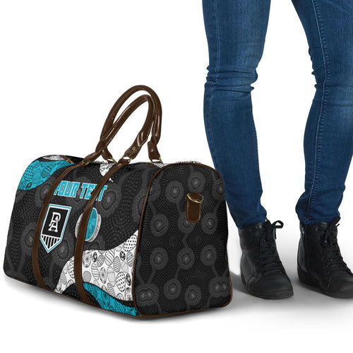 Personalized Power Football Travel Bag Easter Egg Pattern Teal Monochrome Tribal Dot Style