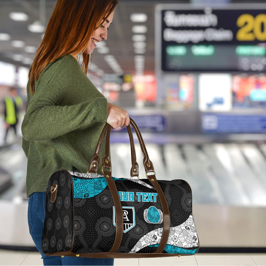 Personalized Power Football Travel Bag Easter Egg Pattern Teal Monochrome Tribal Dot Style