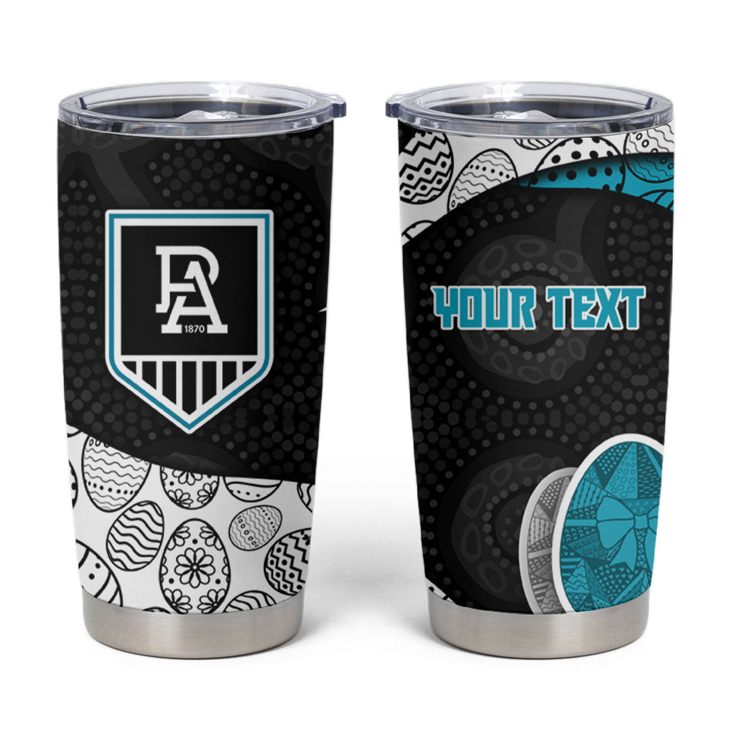 Personalized Power Football Tumbler Cup Easter Egg Pattern Teal Monochrome Tribal Dot Style