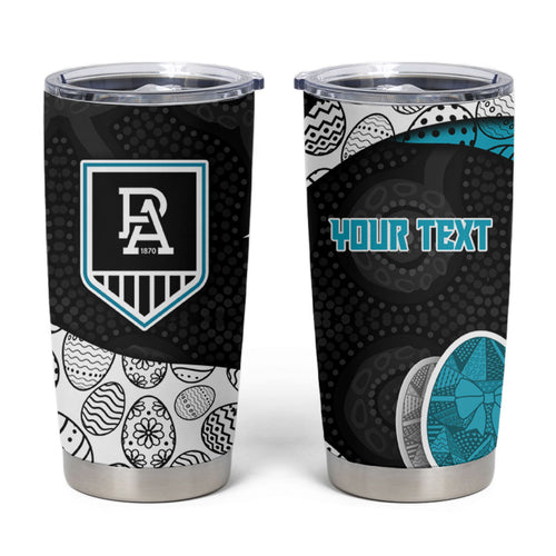 Personalized Power Football Tumbler Cup Easter Egg Pattern Teal Monochrome Tribal Dot Style