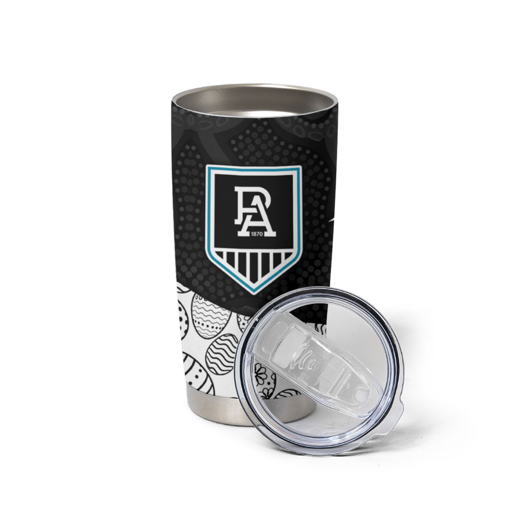 Personalized Power Football Tumbler Cup Easter Egg Pattern Teal Monochrome Tribal Dot Style
