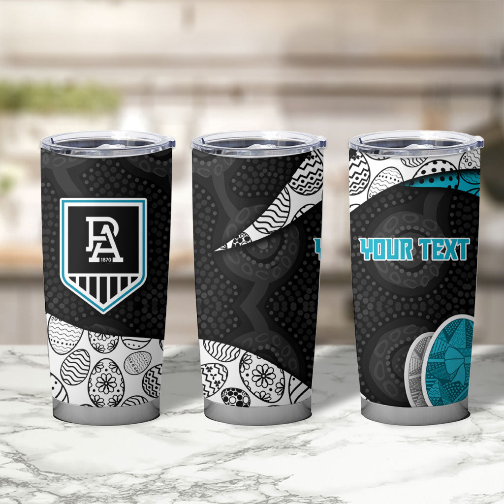 Personalized Power Football Tumbler Cup Easter Egg Pattern Teal Monochrome Tribal Dot Style