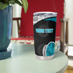 Personalized Power Football Tumbler Cup Easter Egg Pattern Teal Monochrome Tribal Dot Style