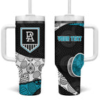 Personalized Power Football Tumbler With Handle Easter Egg Pattern Teal Monochrome Tribal Dot Style