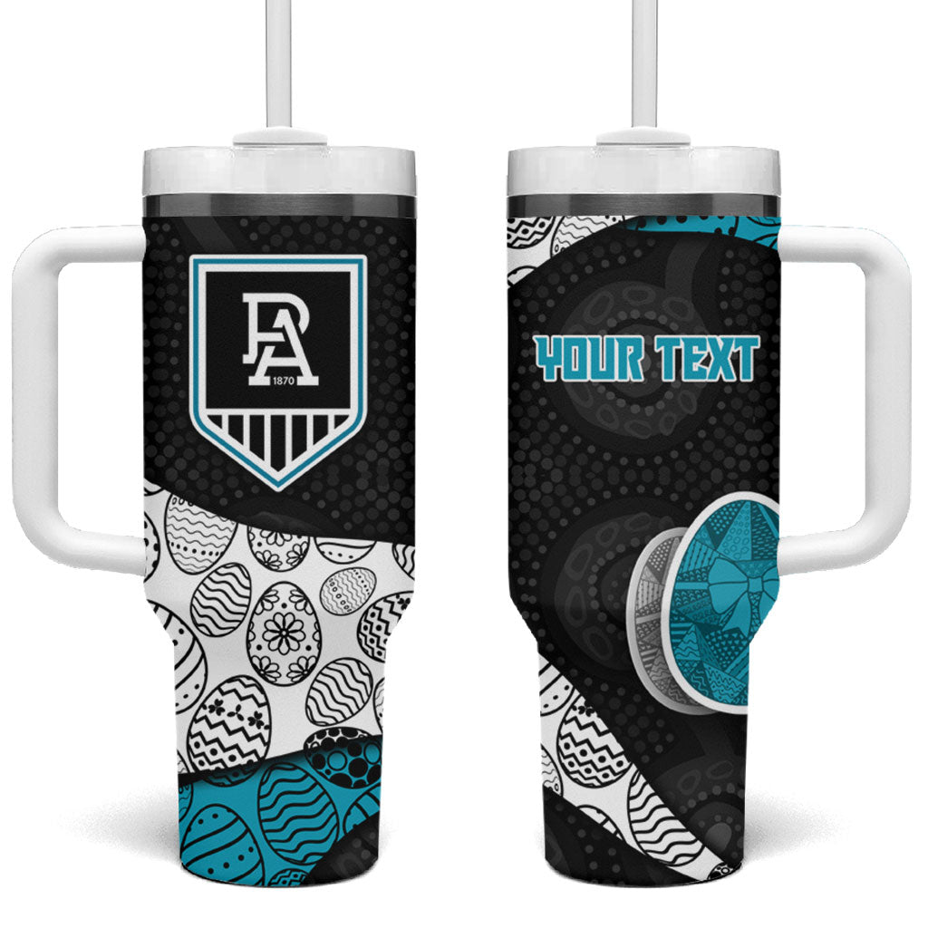 Personalized Power Football Tumbler With Handle Easter Egg Pattern Teal Monochrome Tribal Dot Style