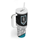 Personalized Power Football Tumbler With Handle Easter Egg Pattern Teal Monochrome Tribal Dot Style