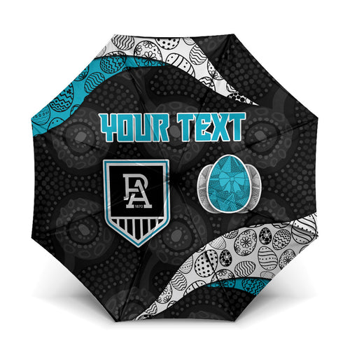 Personalized Power Football Umbrella Easter Egg Pattern Teal Monochrome Tribal Dot Style