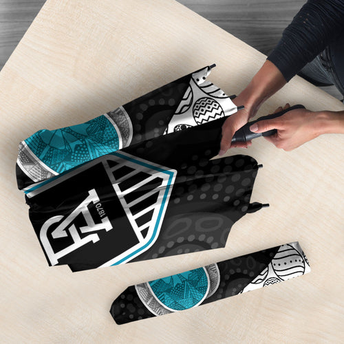 Personalized Power Football Umbrella Easter Egg Pattern Teal Monochrome Tribal Dot Style