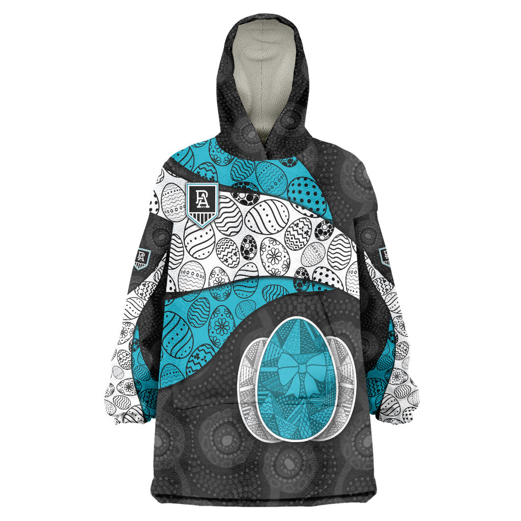 Personalized Power Football Wearable Blanket Hoodie Easter Egg Pattern Teal Monochrome Tribal Dot Style