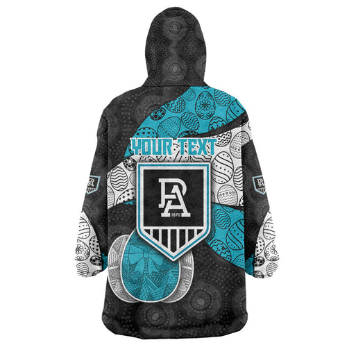 Personalized Power Football Wearable Blanket Hoodie Easter Egg Pattern Teal Monochrome Tribal Dot Style