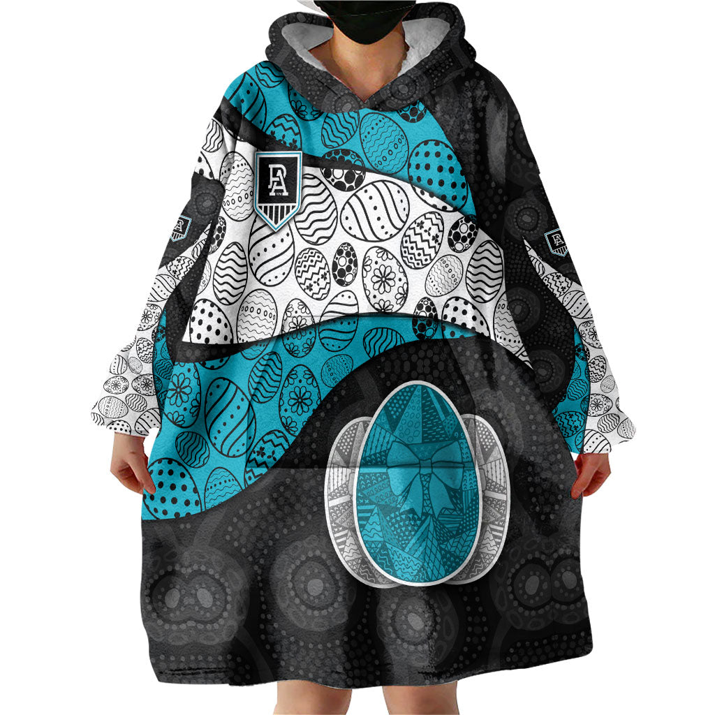 Personalized Power Football Wearable Blanket Hoodie Easter Egg Pattern Teal Monochrome Tribal Dot Style