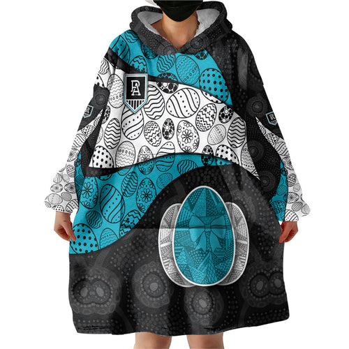 Personalized Power Football Wearable Blanket Hoodie Easter Egg Pattern Teal Monochrome Tribal Dot Style