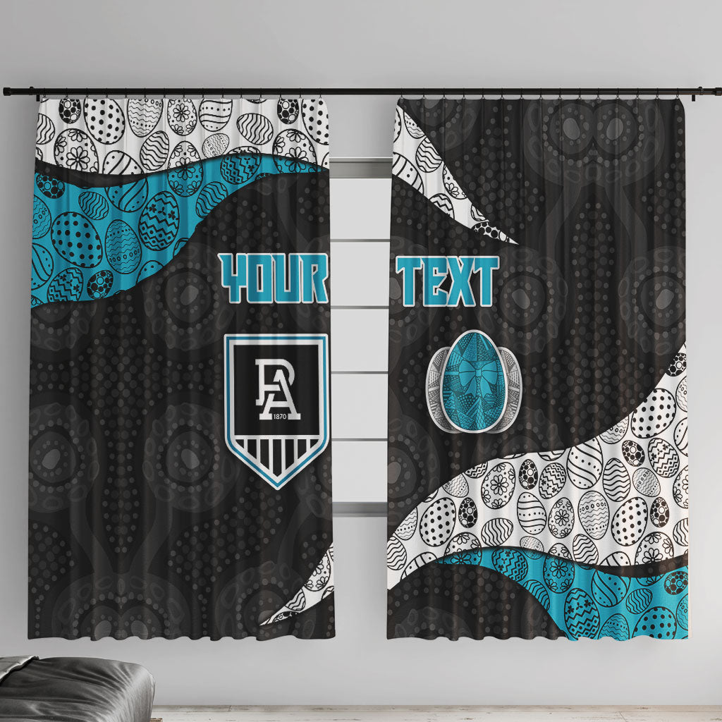 Personalized Power Football Window Curtain Easter Egg Pattern Teal Monochrome Tribal Dot Style