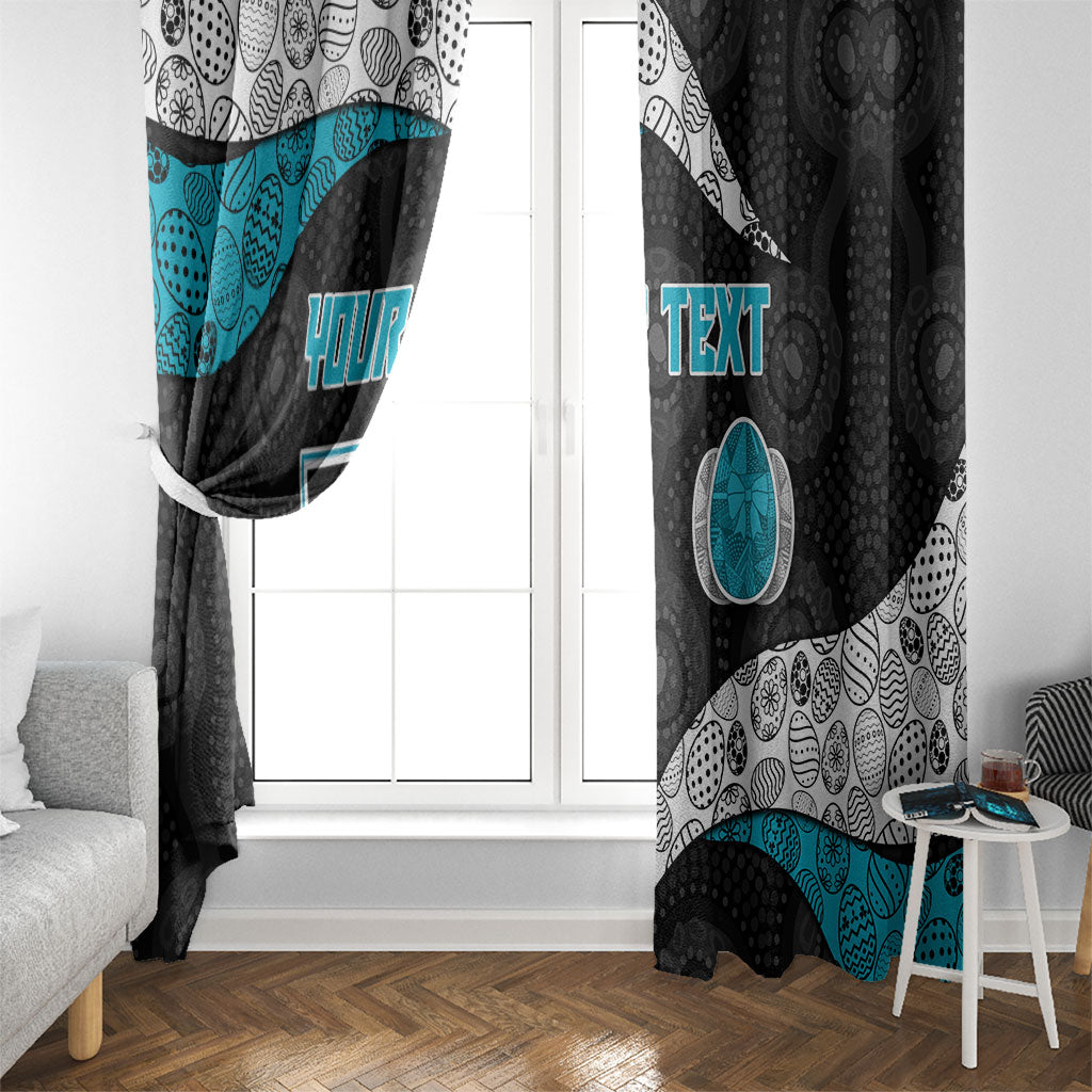 Personalized Power Football Window Curtain Easter Egg Pattern Teal Monochrome Tribal Dot Style