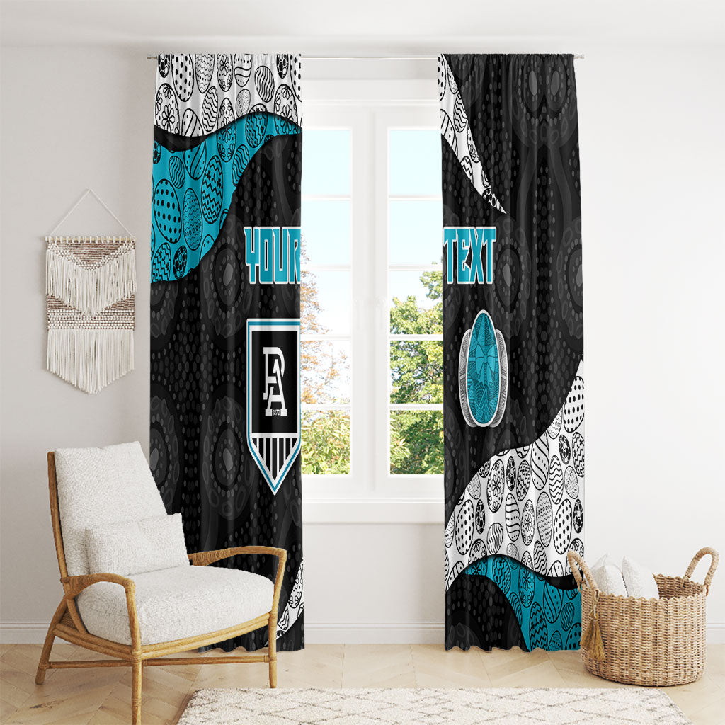 Personalized Power Football Window Curtain Easter Egg Pattern Teal Monochrome Tribal Dot Style