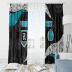 Personalized Power Football Window Curtain Easter Egg Pattern Teal Monochrome Tribal Dot Style