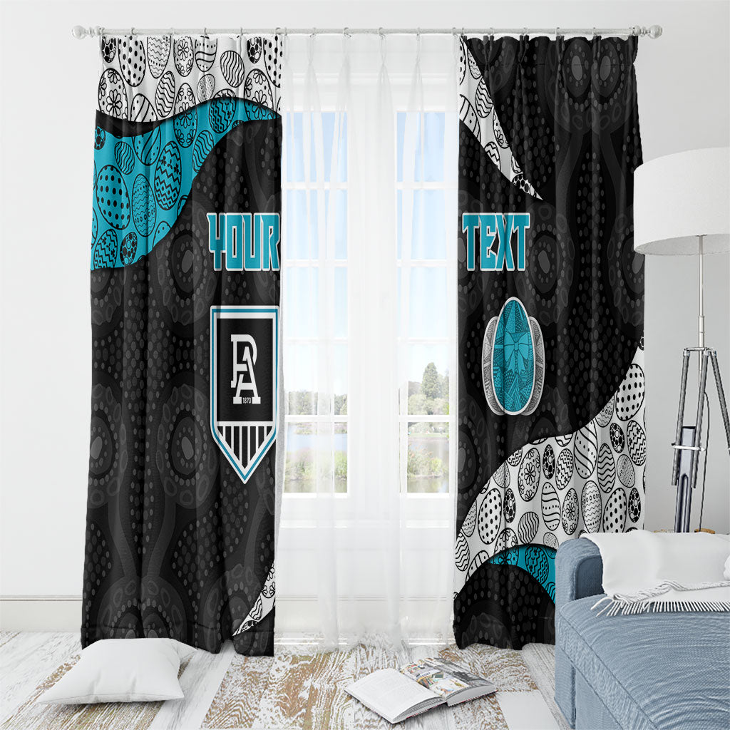 Personalized Power Football Window Curtain Easter Egg Pattern Teal Monochrome Tribal Dot Style