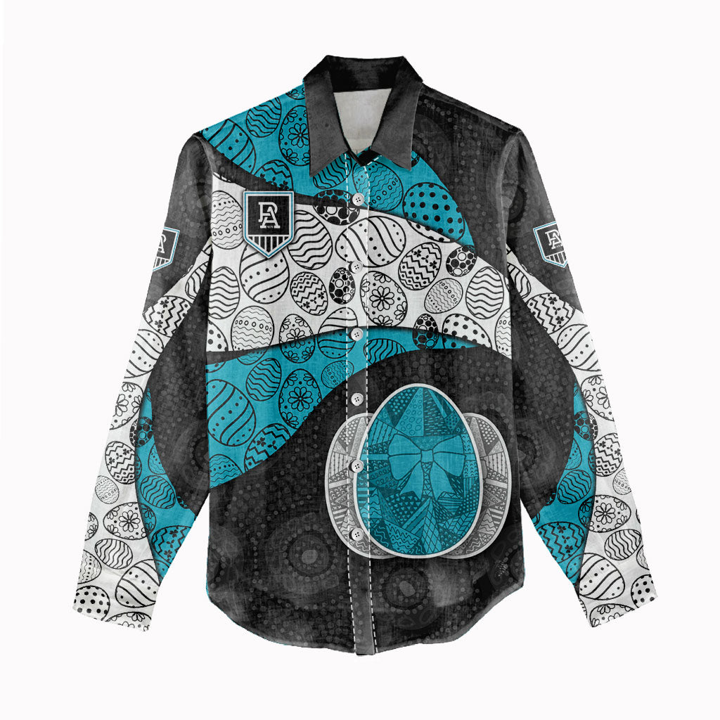 Personalized Power Football Women Casual Shirt Easter Egg Pattern Teal Monochrome Tribal Dot Style