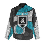 Personalized Power Football Women Casual Shirt Easter Egg Pattern Teal Monochrome Tribal Dot Style