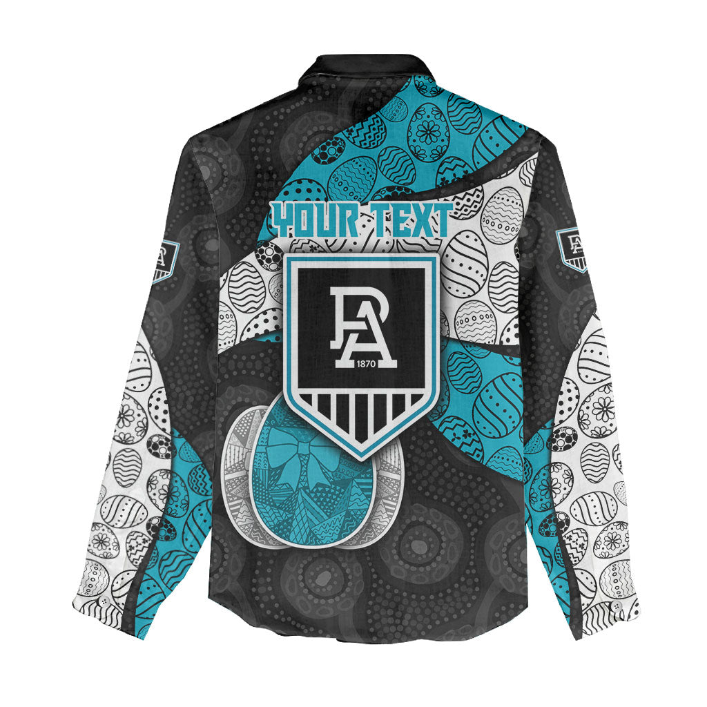 Personalized Power Football Women Casual Shirt Easter Egg Pattern Teal Monochrome Tribal Dot Style