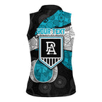 Personalized Power Football Women Sleeveless Polo Shirt Easter Egg Pattern Teal Monochrome Tribal Dot Style