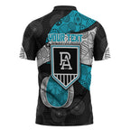 Personalized Power Football Zipper Polo Shirt Easter Egg Pattern Teal Monochrome Tribal Dot Style